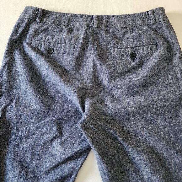 Banana Republic Blue Chambray Linen Cotton Mid Rise Avery Ankle Pant - Picture 3 of 7